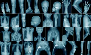 Collage di radiografie di varie parti del corpo